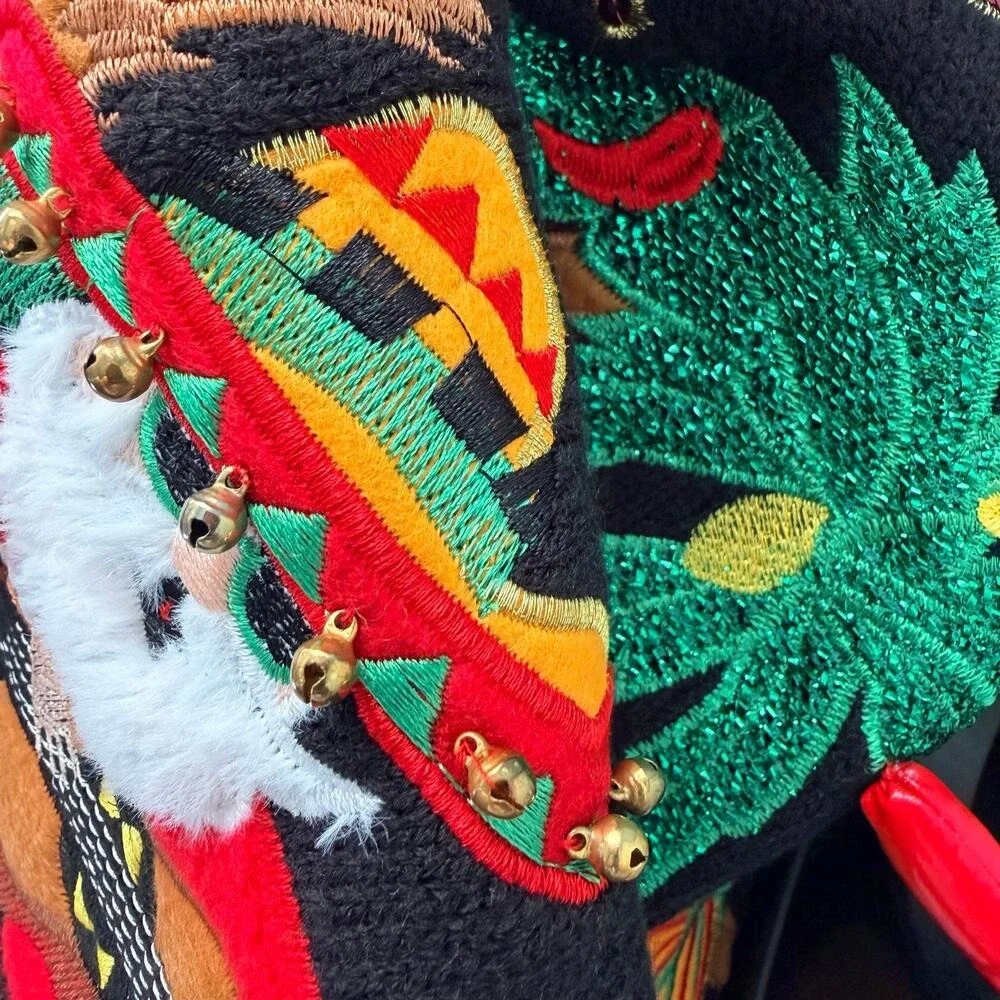 Feliz Navidad Ugly‎ Christmas Sweater 1X Embroidered Santa Reindeer Hot Peppers